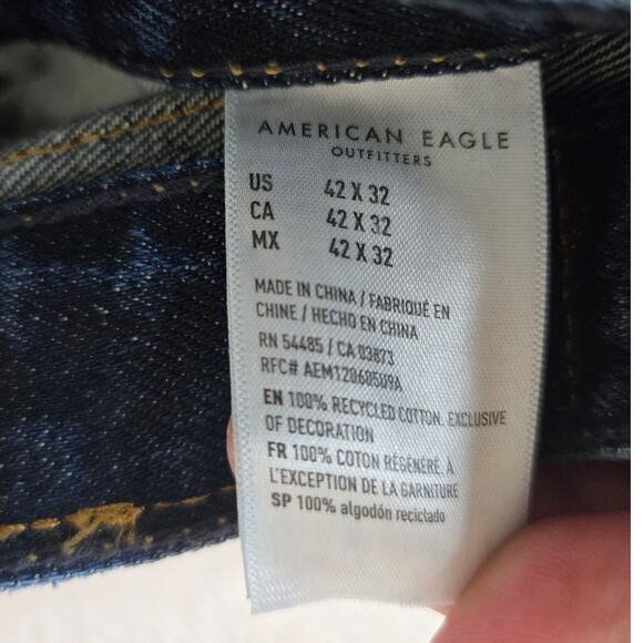 American Eagle Mens 42x32 Jeans Original Bootcut Dark Wash Denim Pants 0785 - Picture 8 of 11